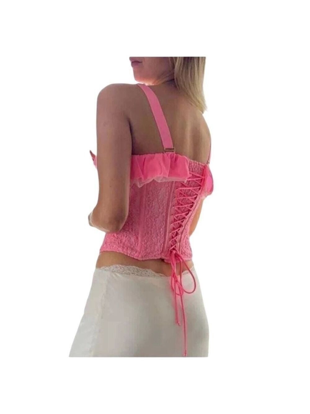 WE ARE HAH Seams Like Princess Corset M Rose Quartz Pink Lace Up Sexy- S & M - Picture 13 of 13